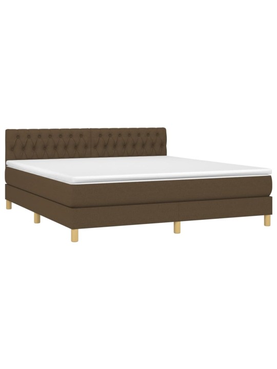 Box spring postel s matrací a led tmavě hnědá 180x200 cm textil