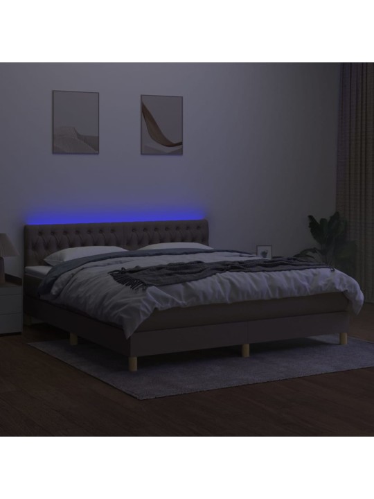 Box spring postel s matrací a LED taupe 180x200 cm textil