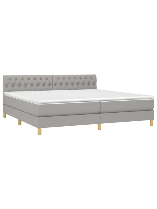 Box spring postel s matrací a LED světle šedá 200x200 cm textil