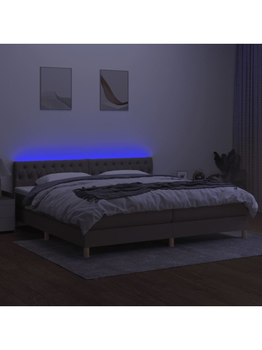 Box spring postel s matrací a LED taupe 200x200 cm textil