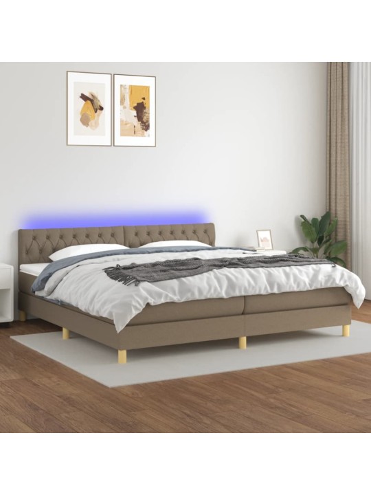 Box spring postel s matrací a LED taupe 200x200 cm textil
