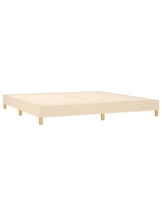 Box spring postel s matrací a LED krémová 200x200 cm textil