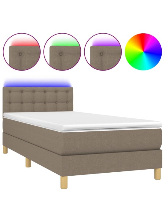 Box spring postel s matrací a LED taupe 80 x 200 cm textil
