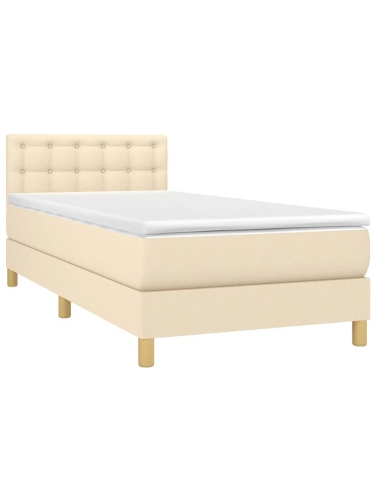 Box spring postel s matrací a led krémová 80 x 200 cm textil