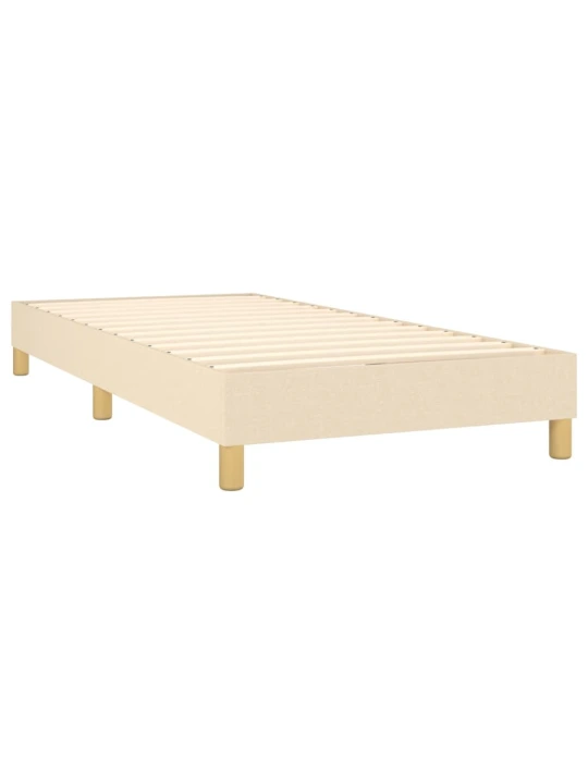 Box spring postel s matrací a LED krémová 90x190 cm textil