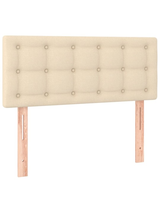 Box spring postel s matrací a LED krémová 90x200 cm textil