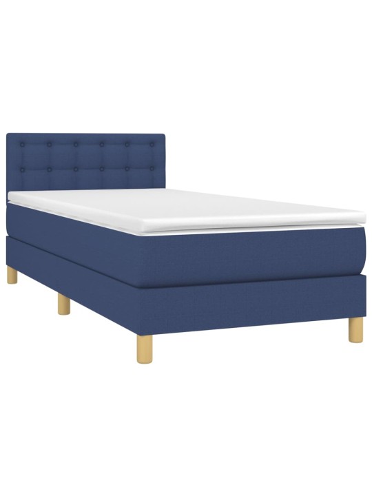Box spring postel s matrací a LED modrá 90x200 cm textil