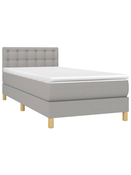 Box spring postel s matrací a LED světle šedá 100x200 cm textil