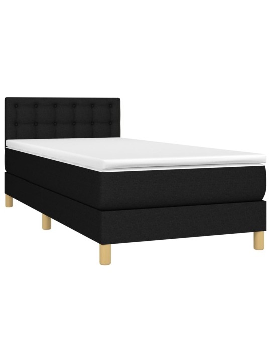 Box spring postel s matrací a LED černá 100x200 cm textil