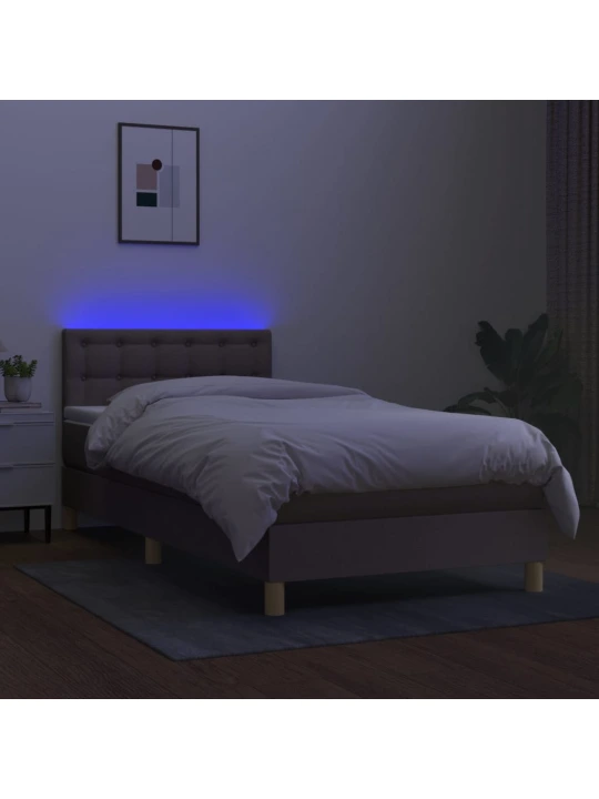 Box spring postel s matrací a LED taupe 100x200 cm textil