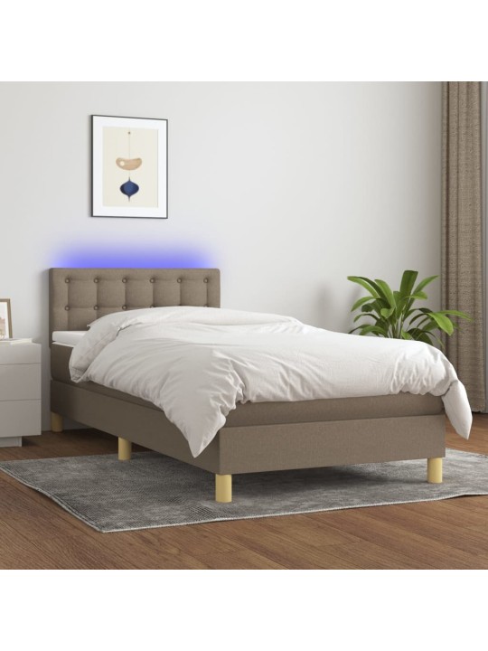 Box spring postel s matrací a LED taupe 100x200 cm textil