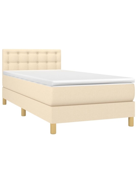 Box spring postel s matrací a LED krémová 100x200 cm textil
