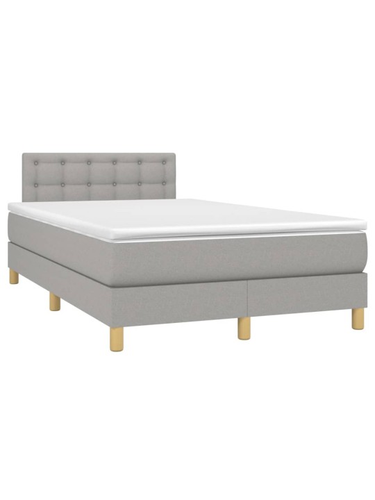 Box spring postel s matrací a LED světle šedá 120x200 cm textil
