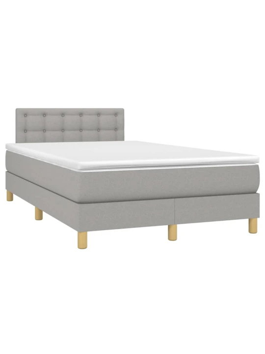 Box spring postel s matrací a LED světle šedá 120x200 cm textil