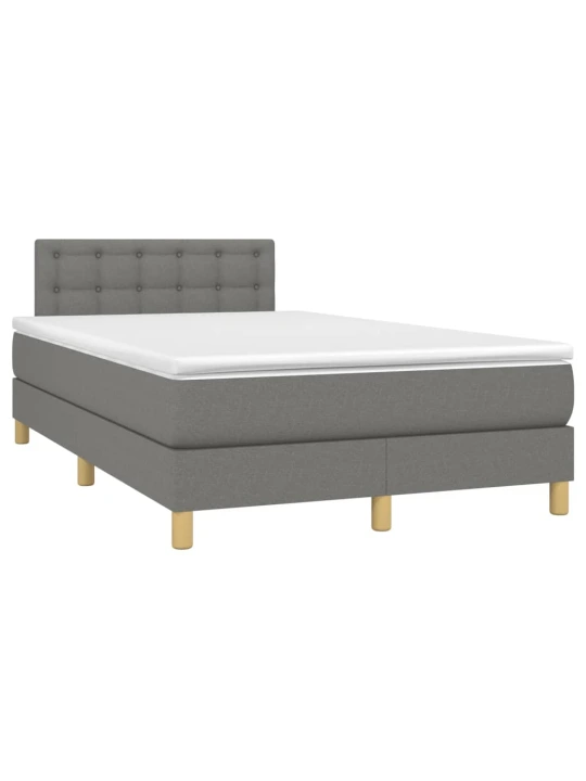 Box spring postel s matrací a LED tmavě šedá 120x200 cm textil