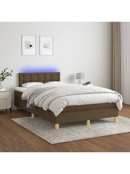 Box spring postel s matrací a LED tmavě hnědá 120x200 cm textil