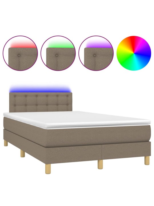 Box spring postel s matrací a LED taupe 120 x 200 cm textil