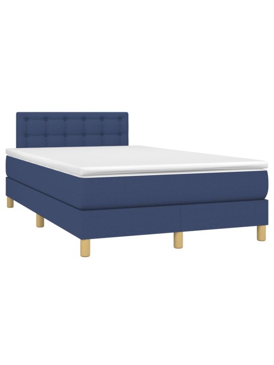 Box spring postel s matrací a led modrá 120 x 200 cm textil
