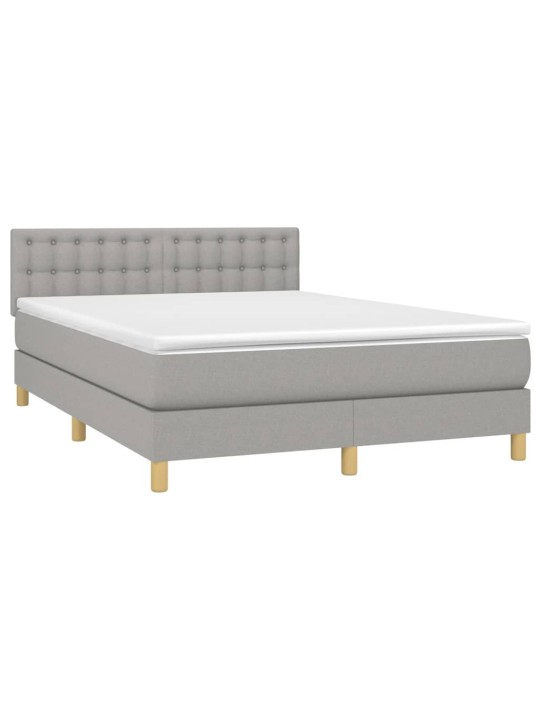 Box spring postel s matrací a LED světle šedá 140x190 cm textil