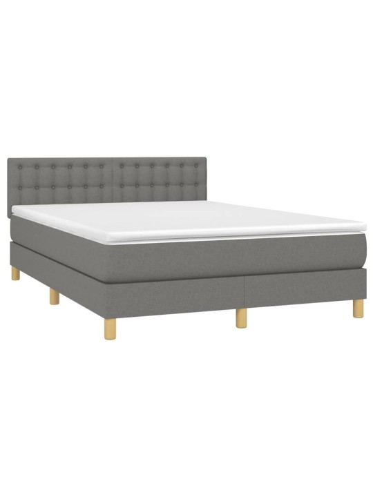 Box spring postel s matrací a LED tmavě šedá 140x190 cm textil