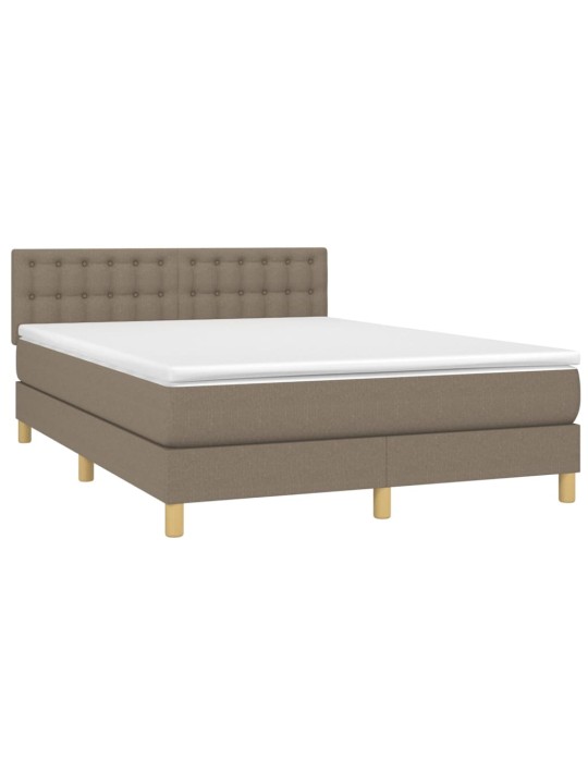 Box spring postel s matrací a LED taupe 140x200 cm textil