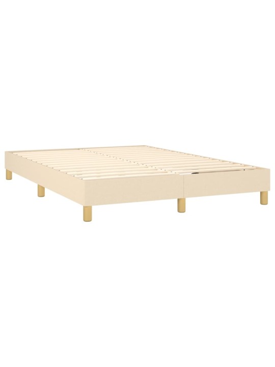 Box spring postel s matrací a LED krémová 140x200 cm textil