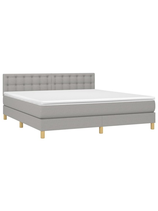Box spring postel s matrací a LED světle šedá 160x200 cm textil