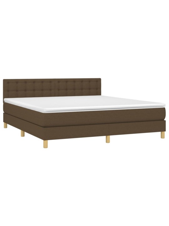 Box spring postel s matrací a led tmavě hnědá 160x200 cm textil