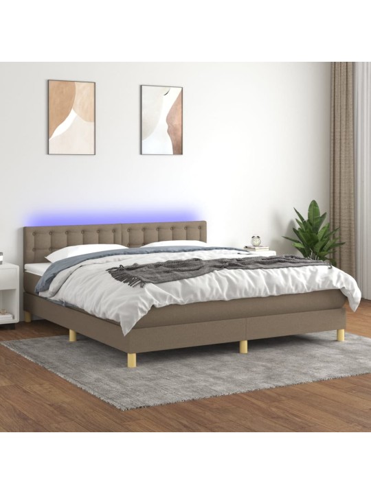 Box spring postel s matrací a LED taupe 180x200 cm textil