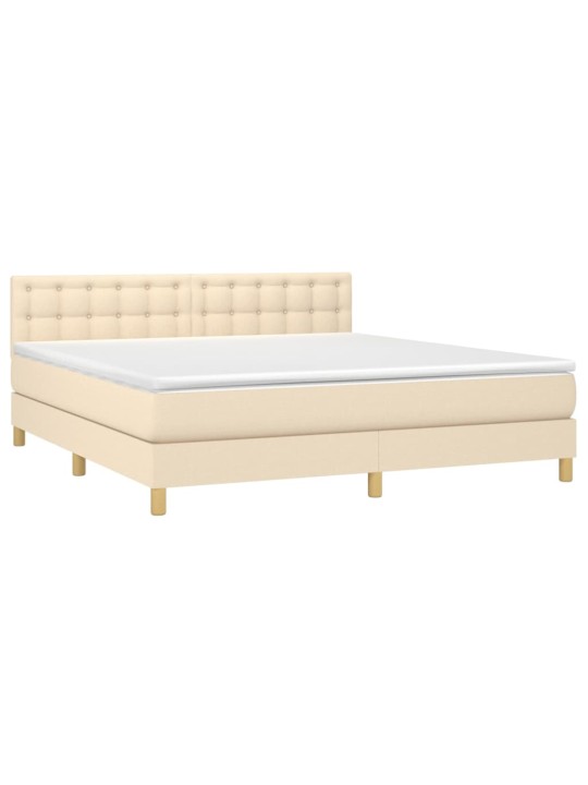 Box spring postel s matrací a led krémová 180x200 cm textil