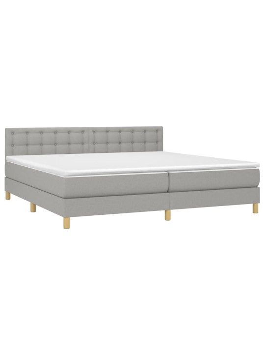 Box spring postel s matrací a LED světle šedá 200x200 cm textil