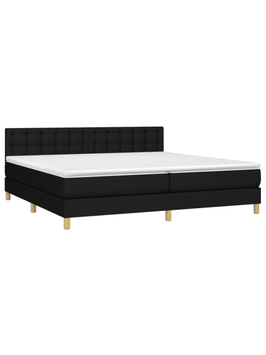 Box spring postel s matrací a LED černá 200x200 cm textil