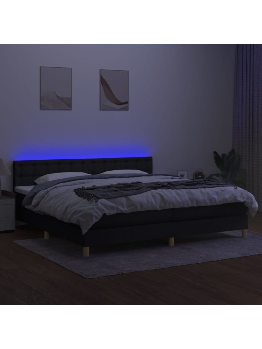 Box spring postel s matrací a LED černá 200x200 cm textil