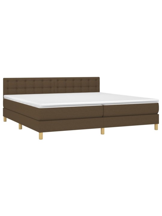Box spring postel s matrací a led tmavě hnědá 200x200 cm textil