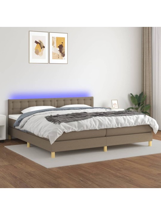 Box spring postel s matrací a LED taupe 200x200 cm textil