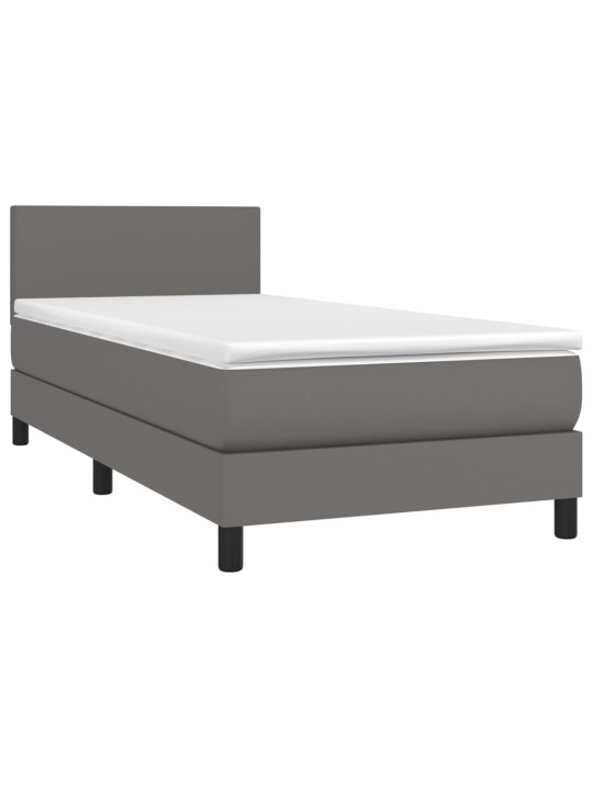 Box spring postel s matrací a LED šedá 80 x 200 cm umělá kůže