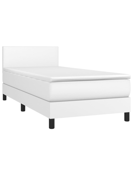 Box spring postel s matrací a LED bílá 90x200 cm umělá kůže