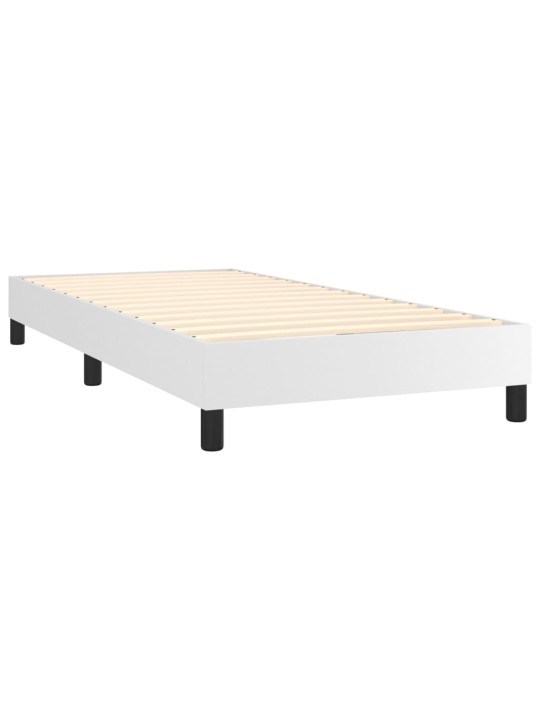 Box spring postel s matrací a LED bílá 90x200 cm umělá kůže