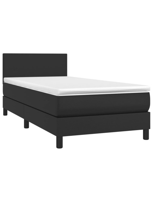 Box spring postel s matrací a LED černá 100x200 cm umělá kůže