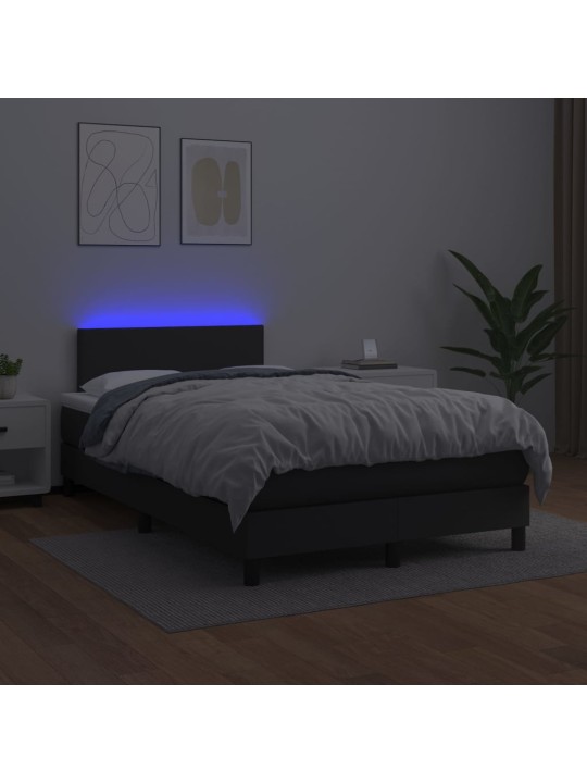 Box spring postel s matrací a LED černá 120x200 cm umělá kůže