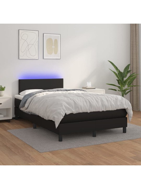 Box spring postel s matrací a LED černá 120x200 cm umělá kůže