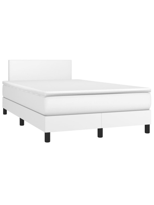 Box spring postel s matrací a LED bílá 120x200 cm umělá kůže