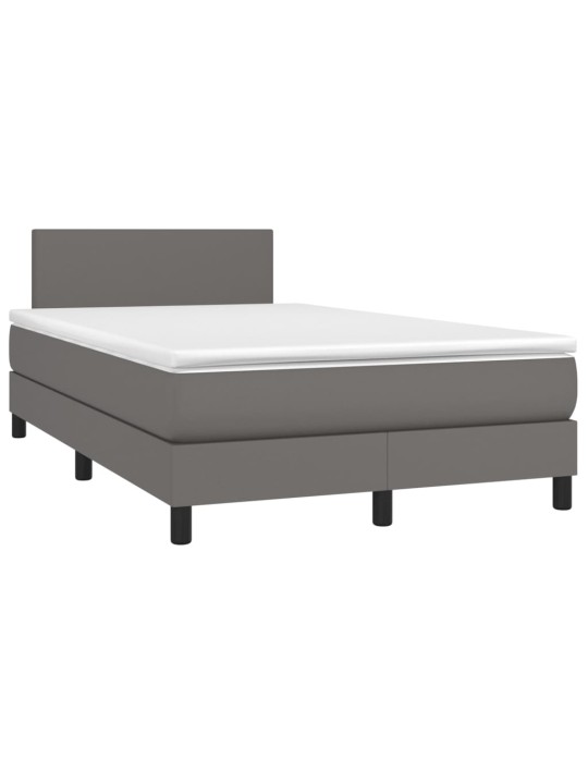 Box spring postel s matrací a LED šedá 120x200 cm umělá kůže