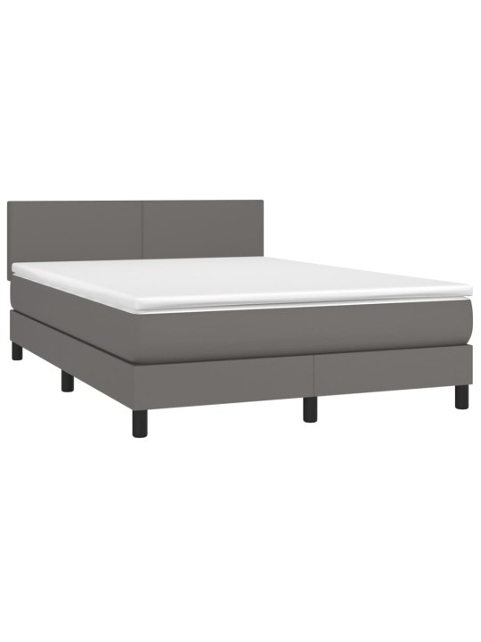 Box spring postel s matrací a led šedá 140x190 cm umělá kůže
