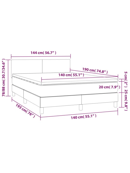 Box spring postel matrace a led cappuccino 140x190cm umělá kůže