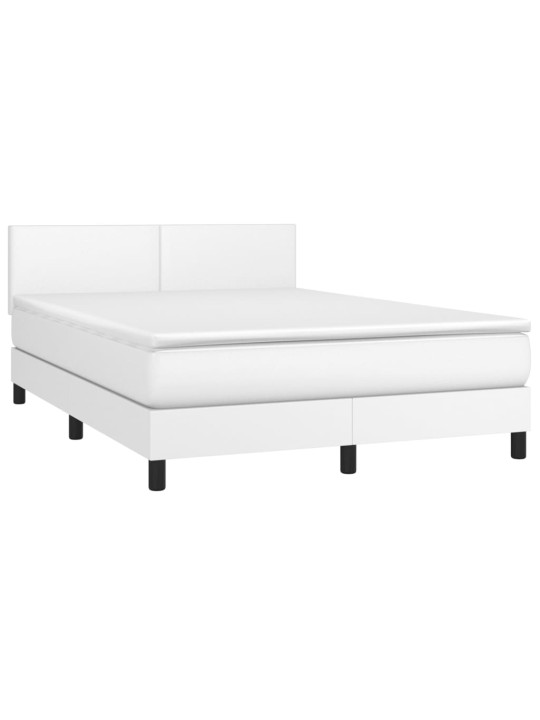 Box spring postel s matrací a LED bílá 140x200 cm umělá kůže