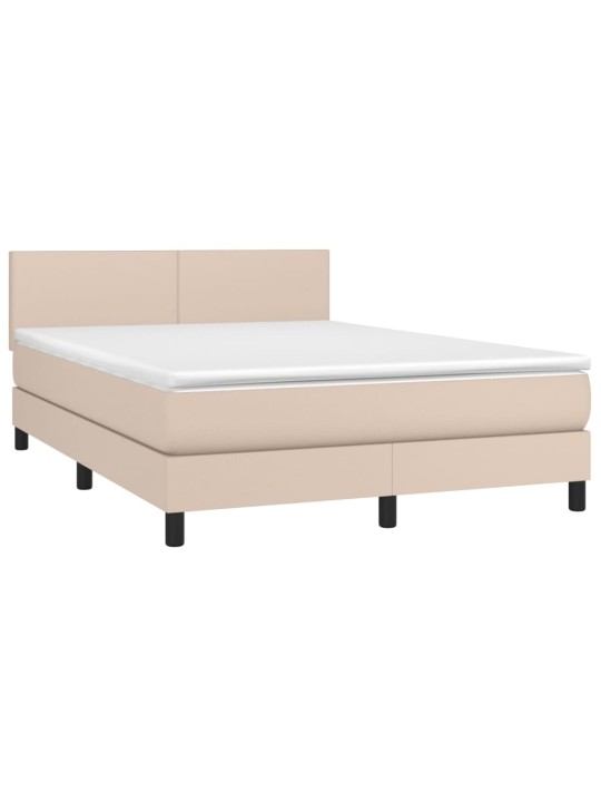 Box spring postel matrace a led cappuccino 140x200cm umělá kůže