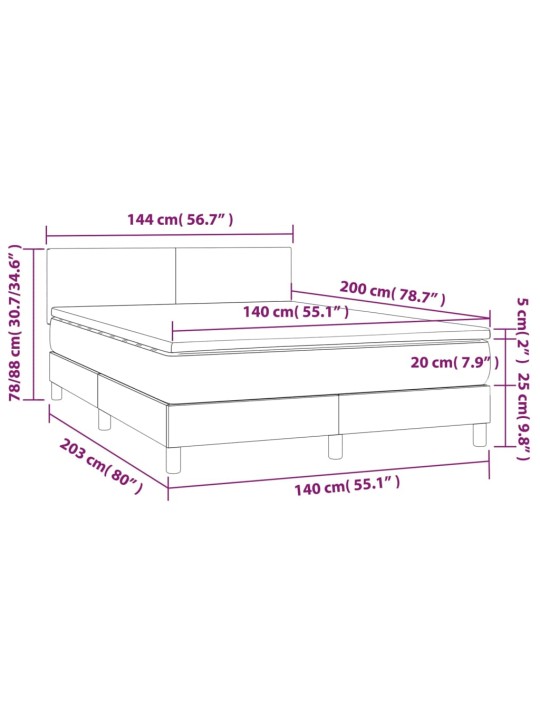 Box spring postel matrace a led cappuccino 140x200cm umělá kůže