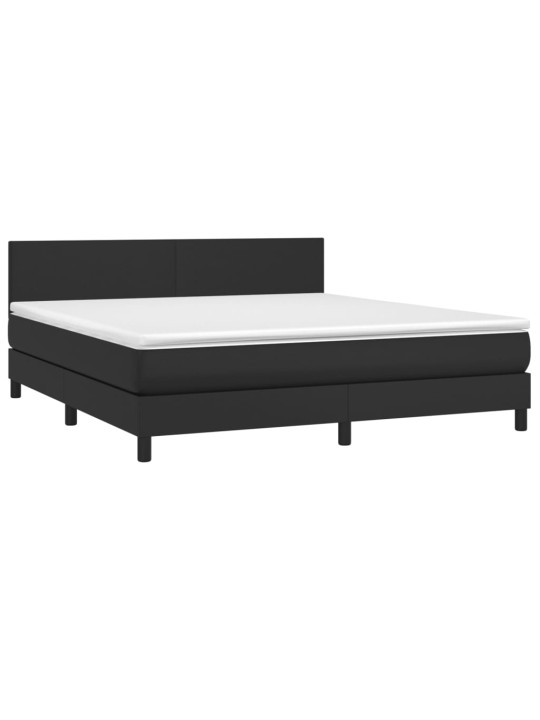 Box spring postel s matrací a LED černá 180x200 cm umělá kůže