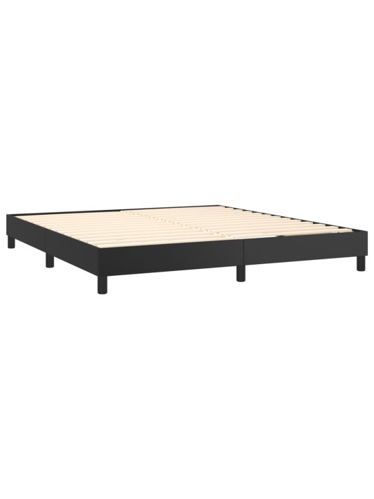 Box spring postel s matrací a LED černá 180x200 cm umělá kůže